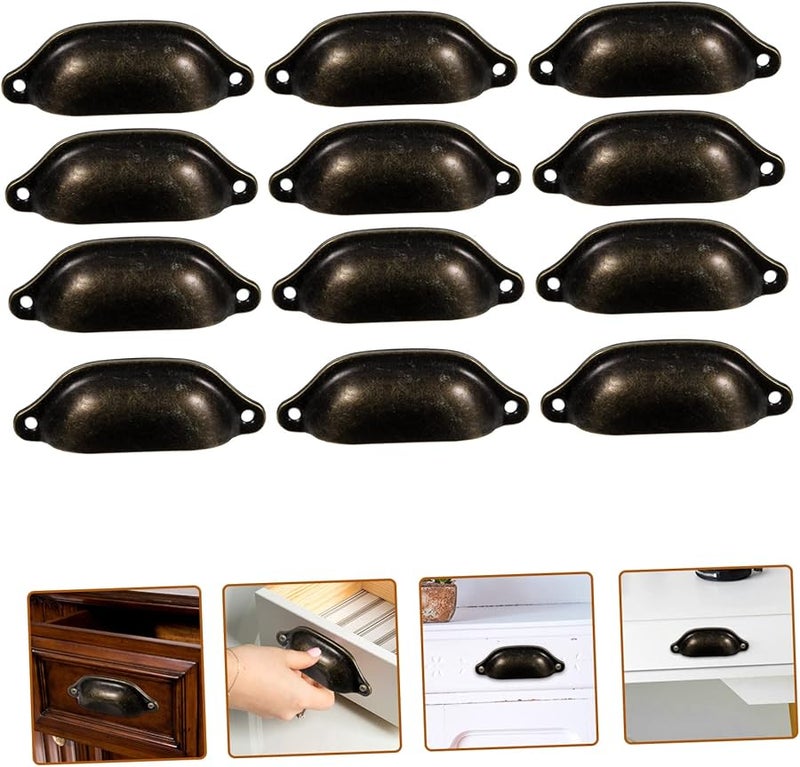 Vintage Bronze Cabinet Pulls Handles 12 Pack Smooth Surface For Wardrobe Kitchen - Image 3